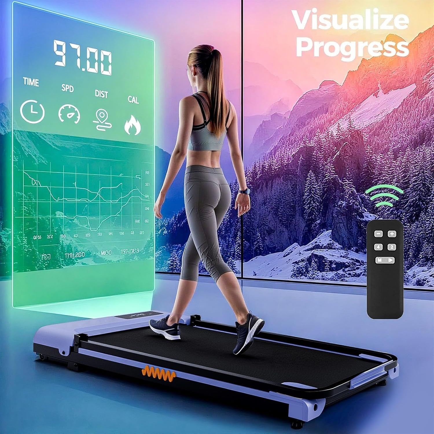 Compact Folding Treadmill 5% Incline Under Desk Electric Walking Machine