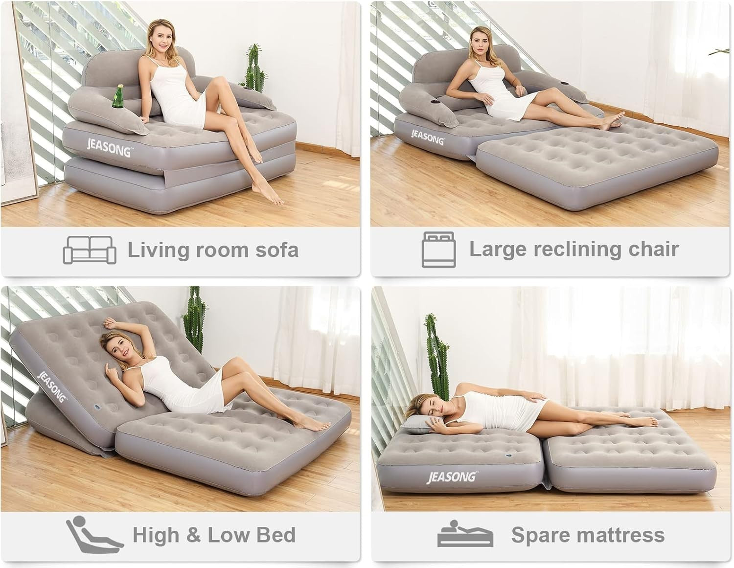 Inflatable Air Sofa Bed with Built-in Pump | Convertible Lounge Chair