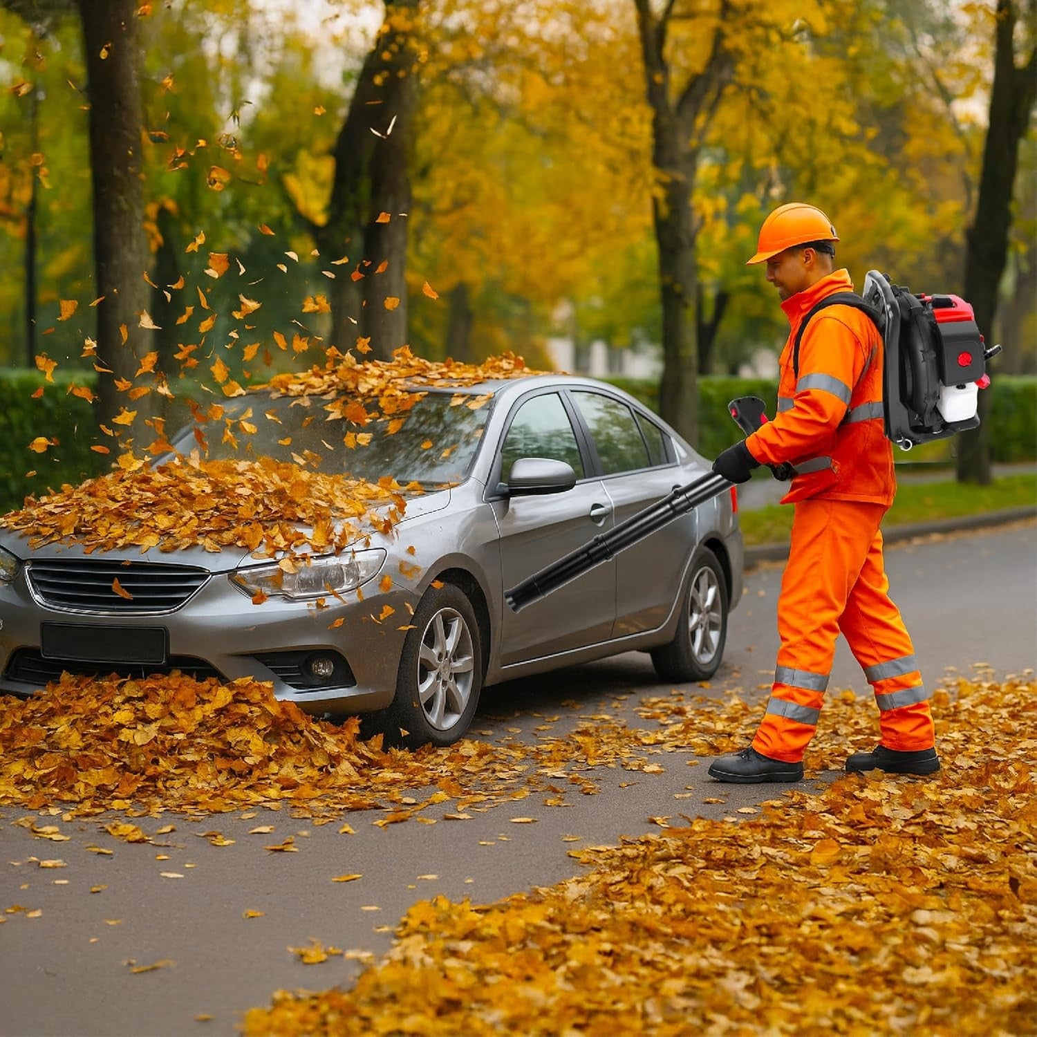 Petrol Backpack Leaf Blower 52cc 2-Stroke High Power Garden Debris Cleaner