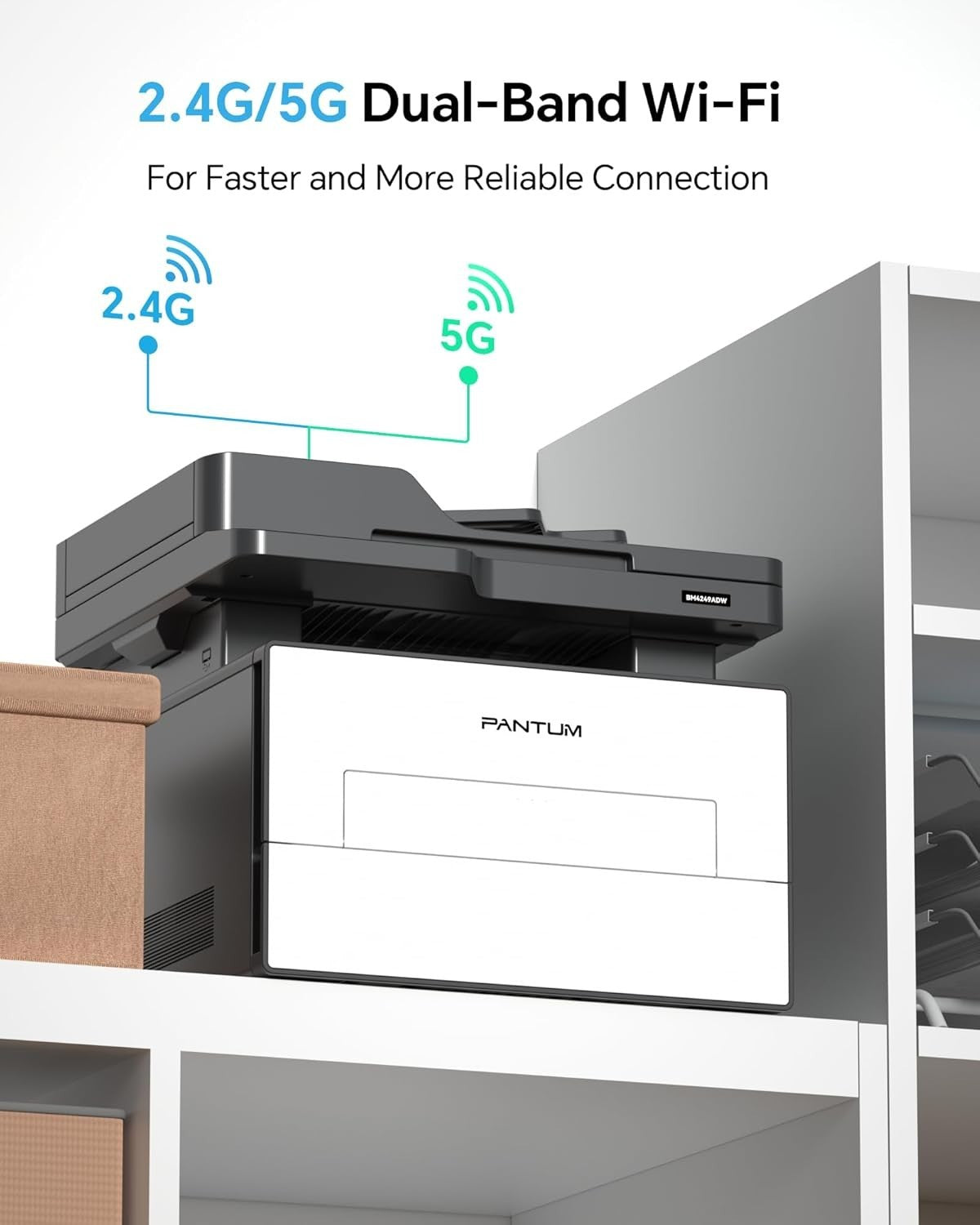 White Mono Laser Printer A4 30ppm 3-in-1 Auto Duplex WiFi USB