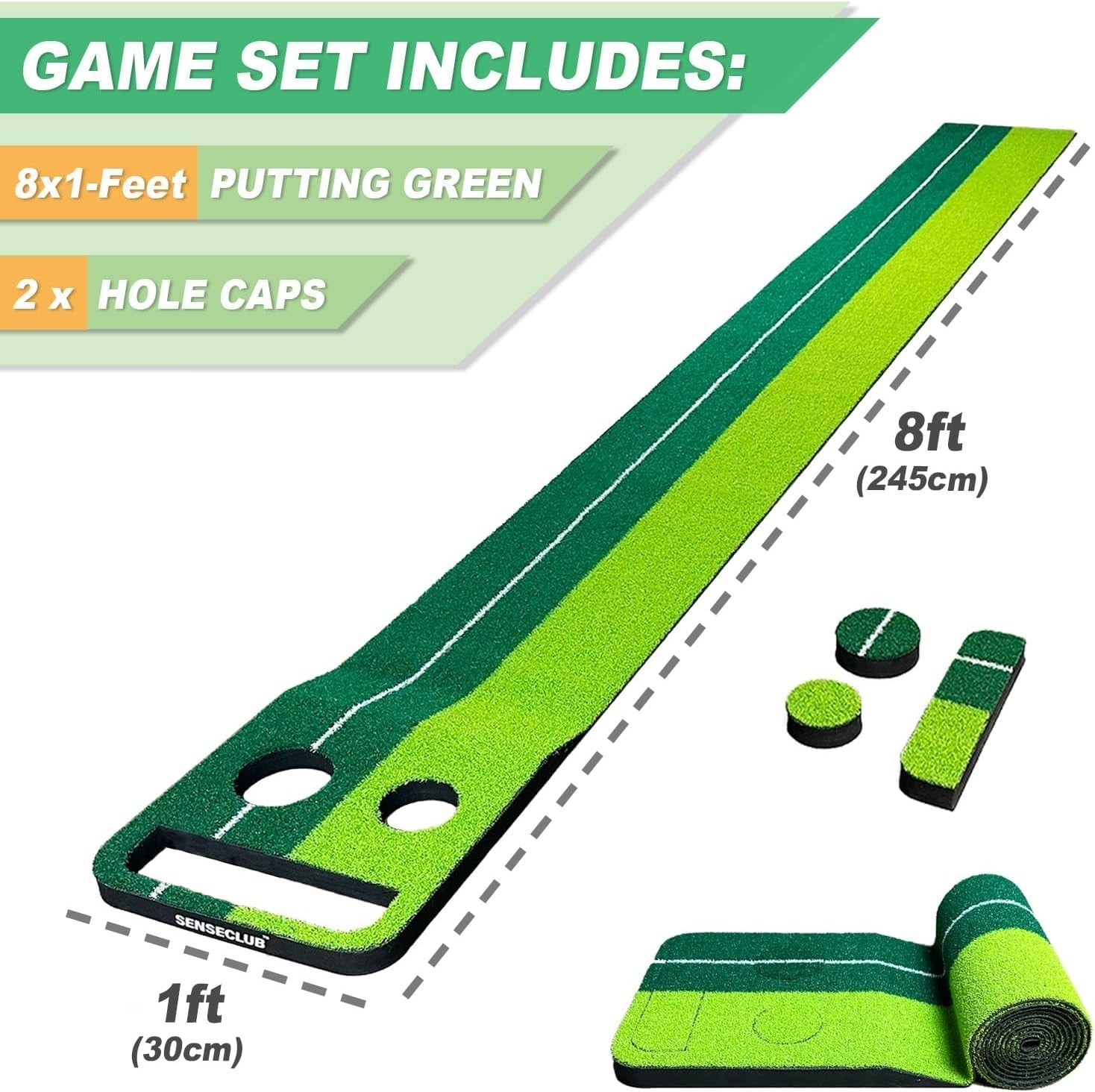 Indoor Golf Putting Green Mat Set Foldable Training Game Home Office