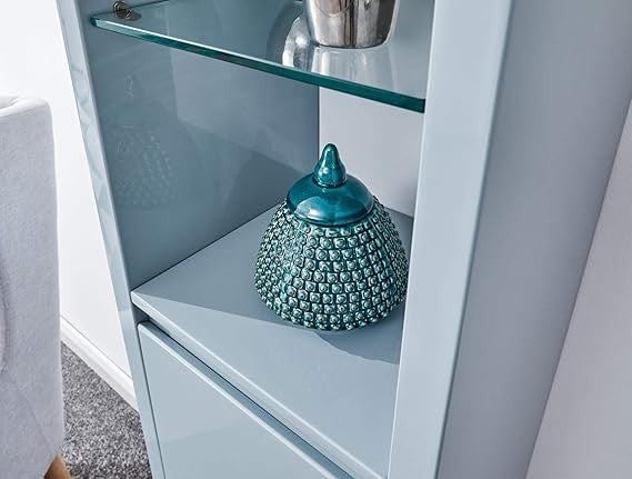 Modern LED Wall Display Cabinet – Floating Storage Unit with Glass Shelves