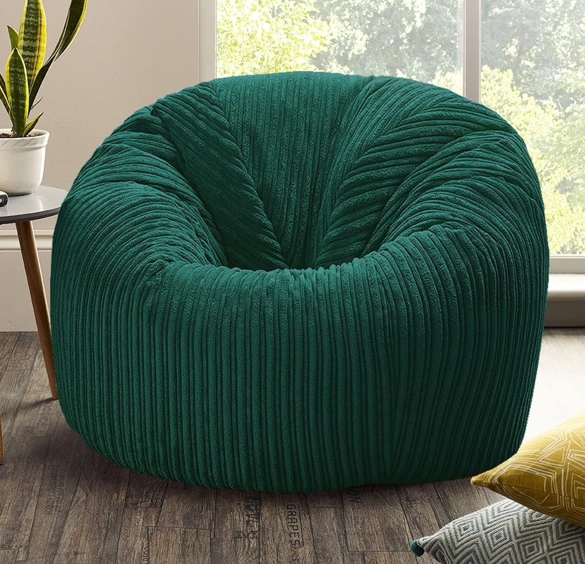 Teal Cord Beanbag Chair – XL Soft Lounge Seat for TV, Gaming, Small Spaces
