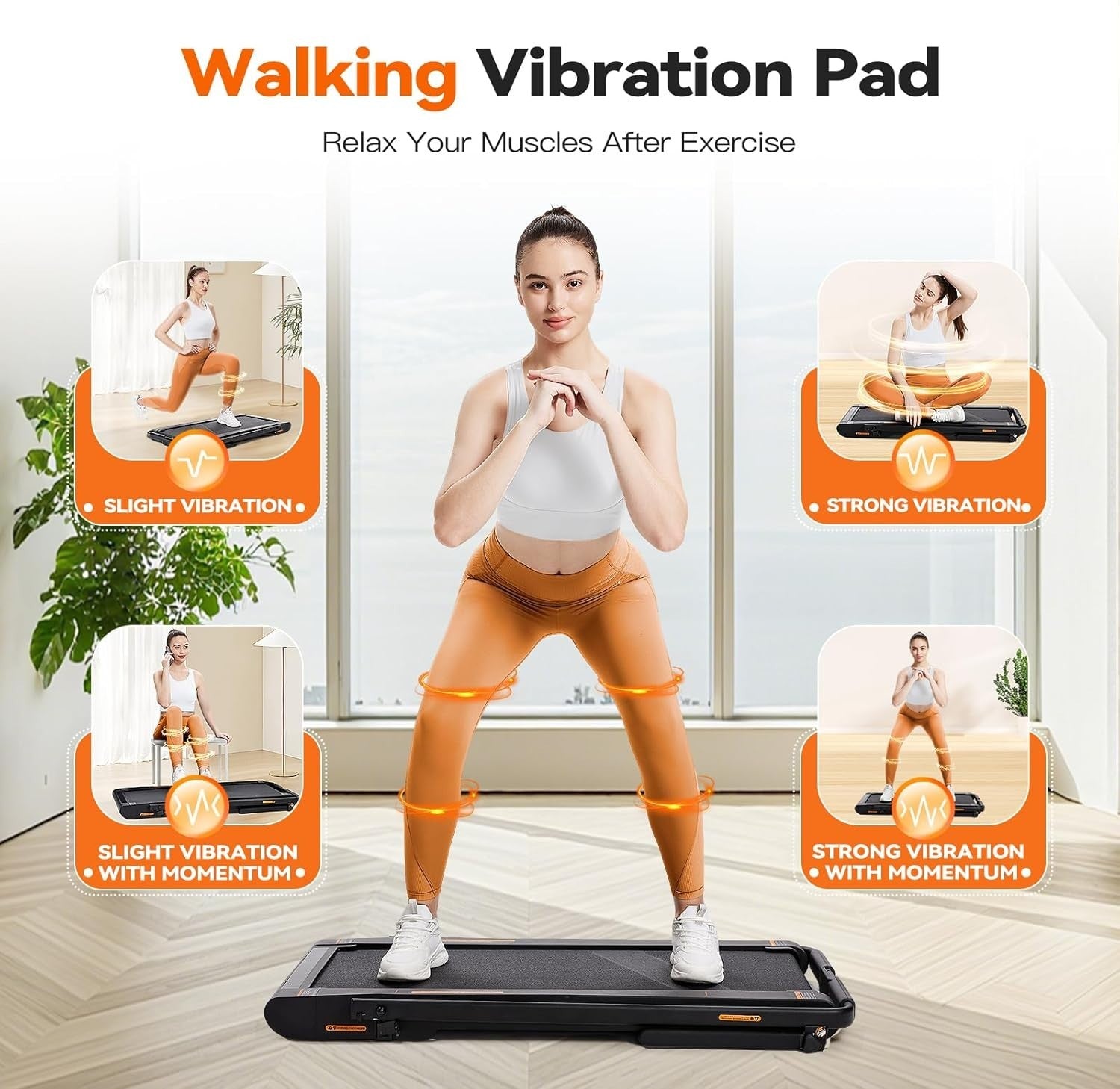4-in-1 Under Desk Treadmill with 6% Incline & Vibration Modes