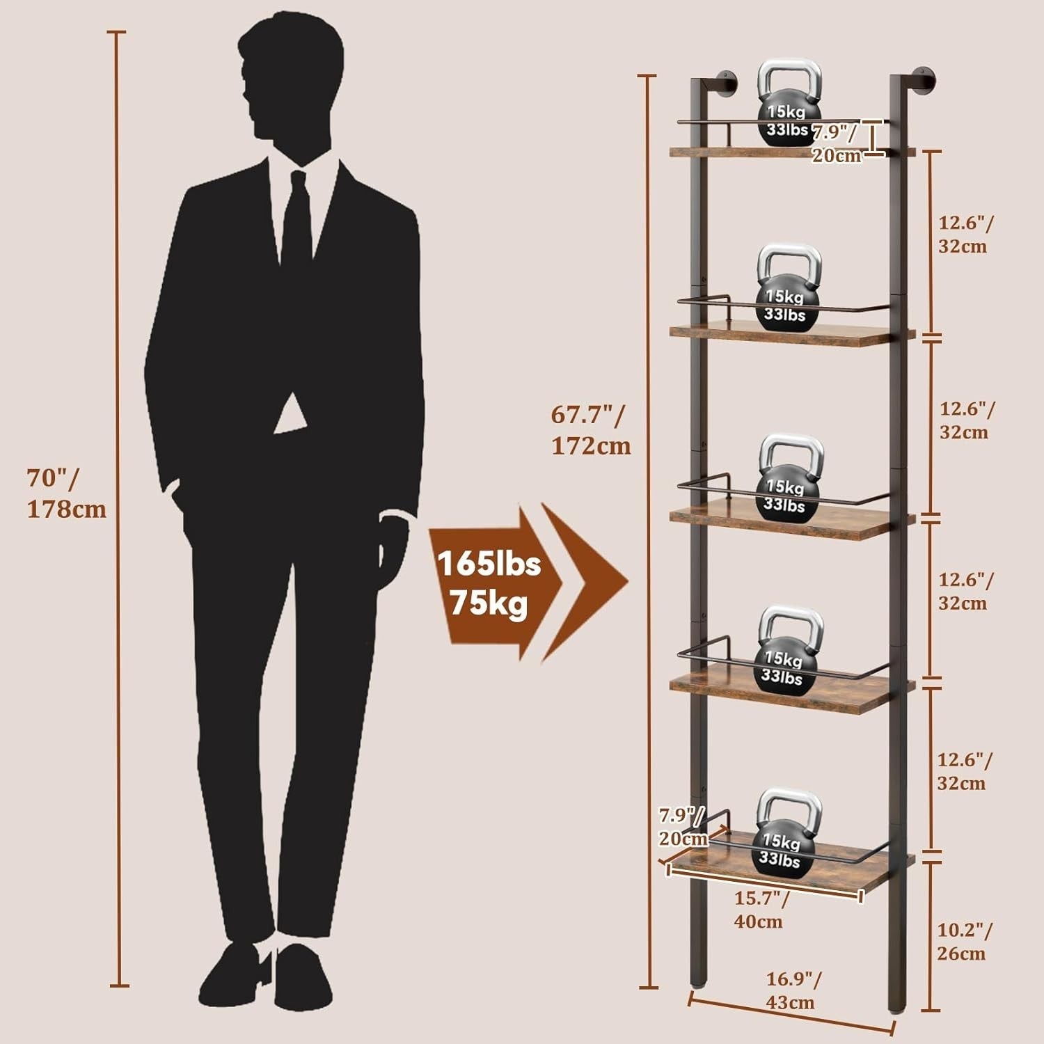 Tall Freestanding Wine Rack 5-Tier Bottle Display Shelf Drinks Storage Unit