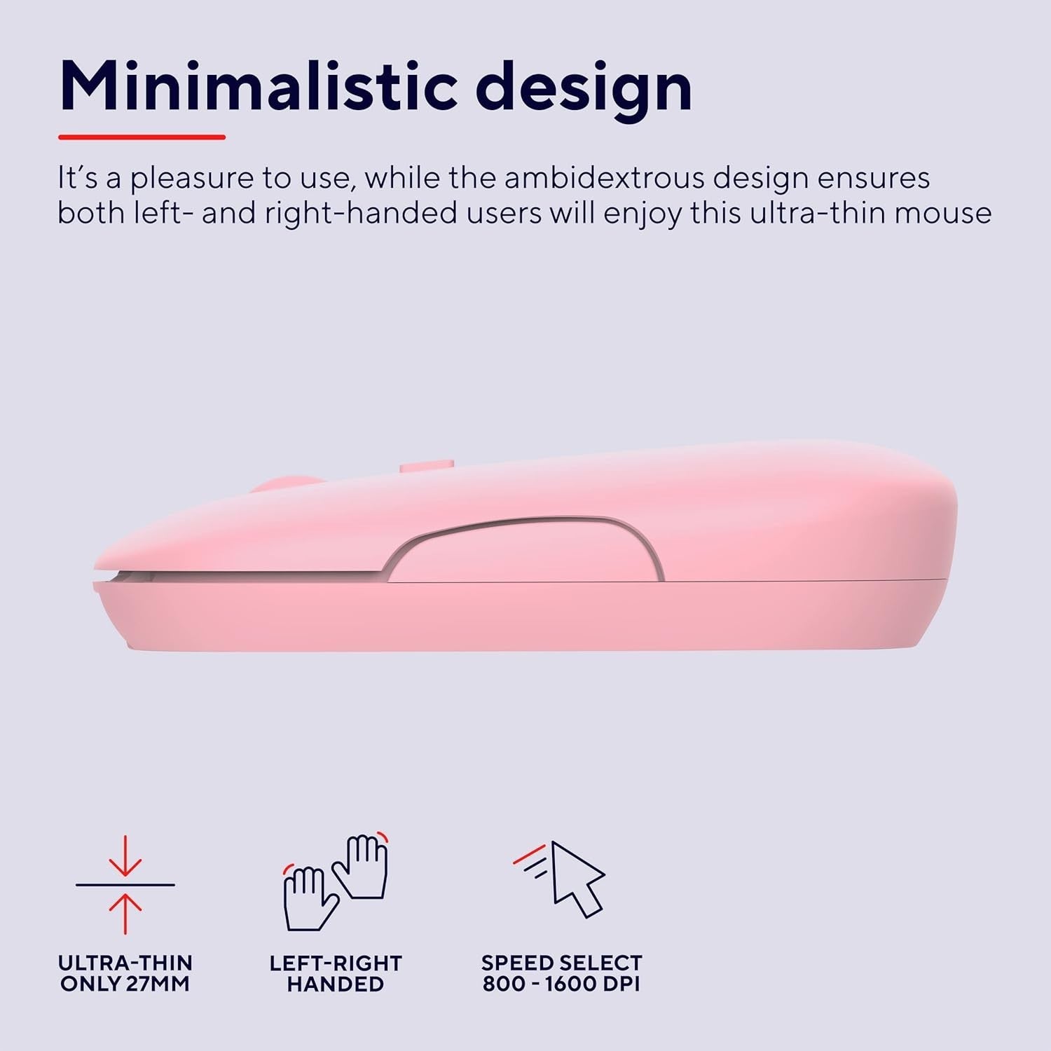 Slim Rechargeable Wireless Mouse Bluetooth 2.4GHz Silent Pink