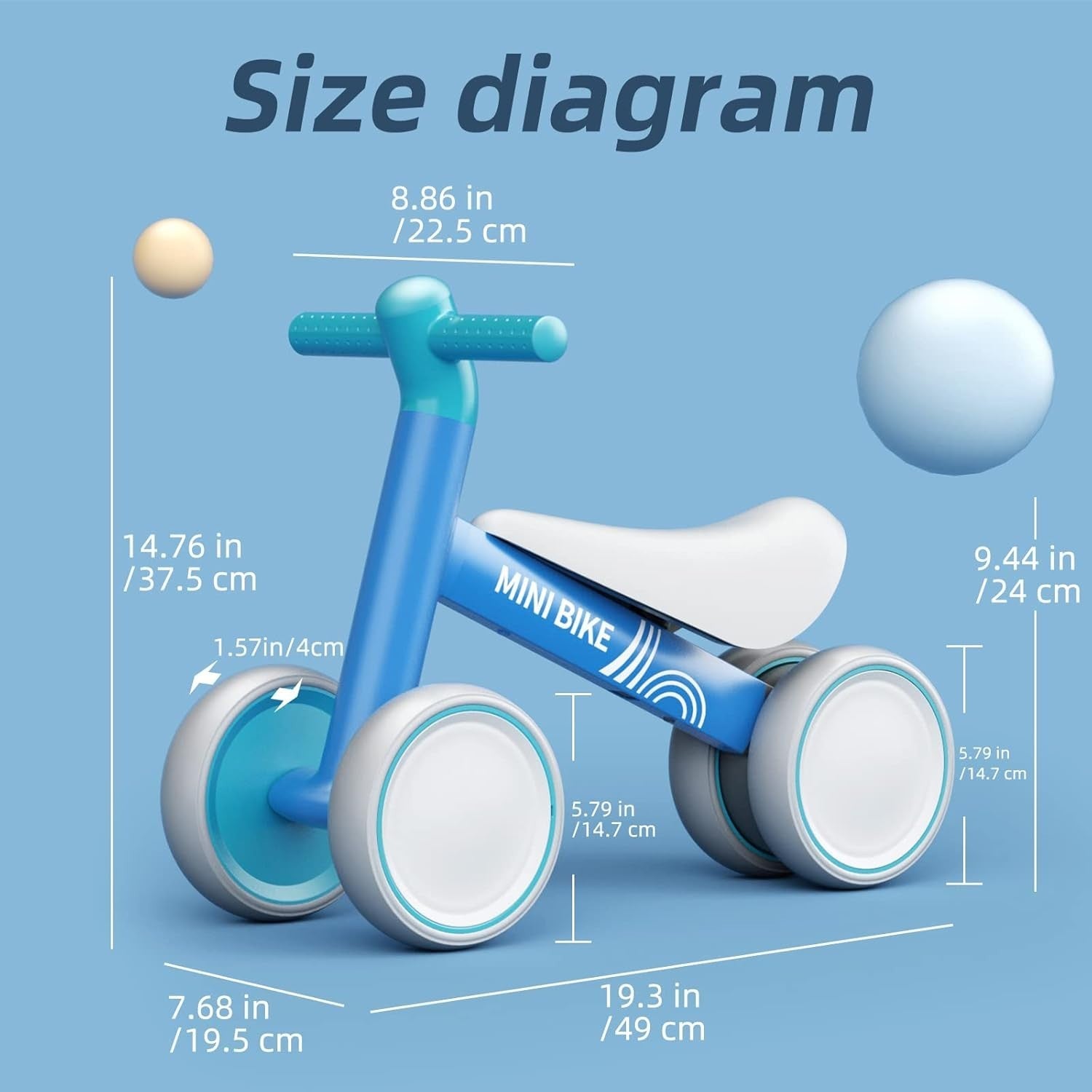 Baby Balance Bike Toddler Walker Ride On Toy 10-24 Months Blue