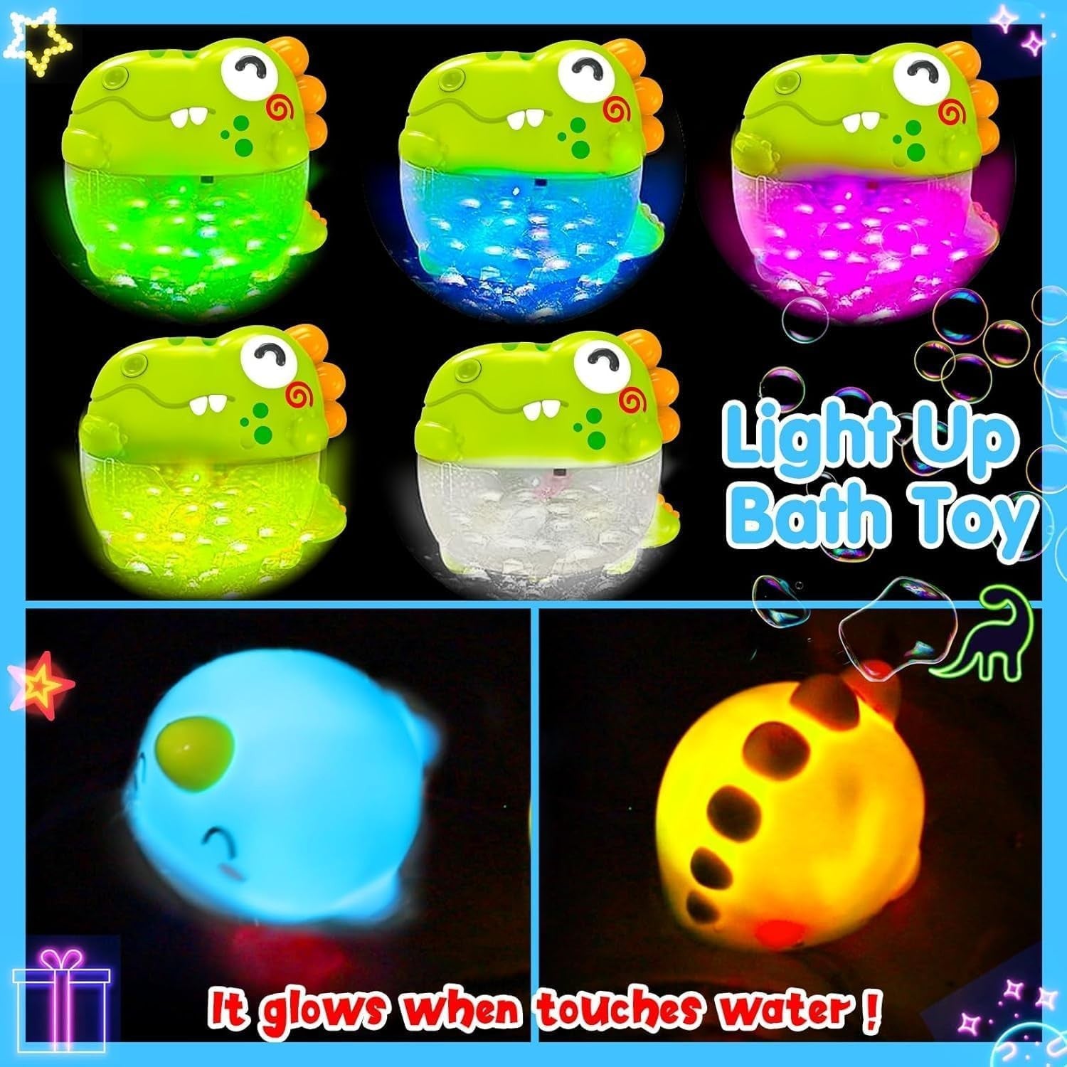 3 in 1 Dinosaur Bath Toy Bubble Machine Fishing Set