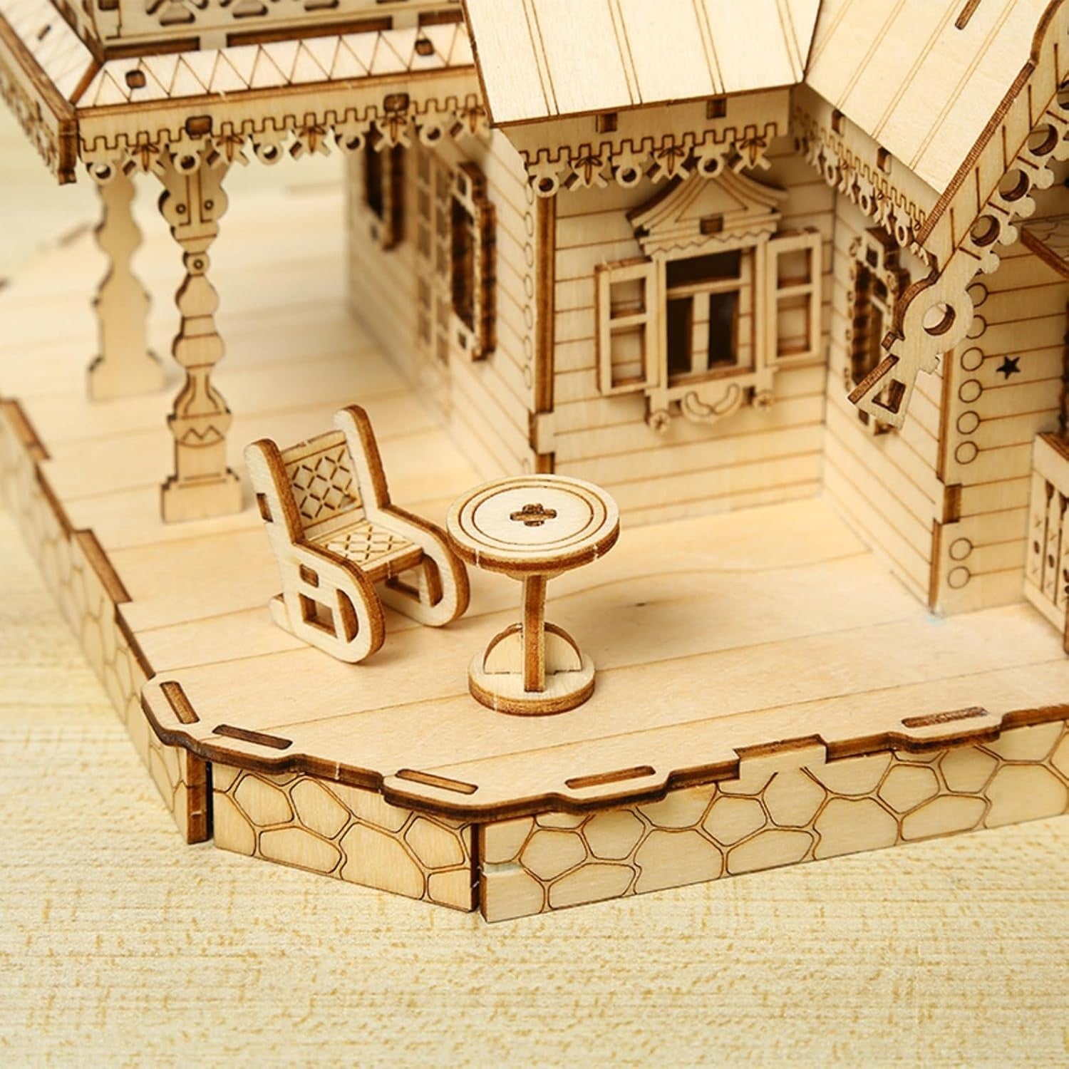 3D Wooden Puzzle Castle Kit, DIY Mechanical Model, Durable Craft Gift