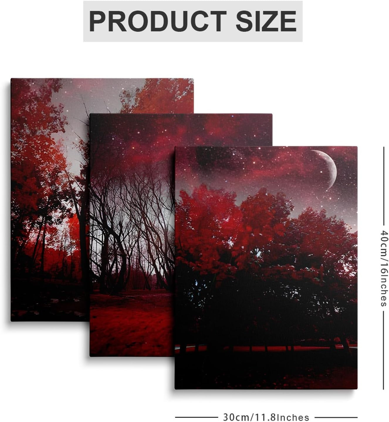 Abstract Red Tree Canvas Wall Art Framed Modern