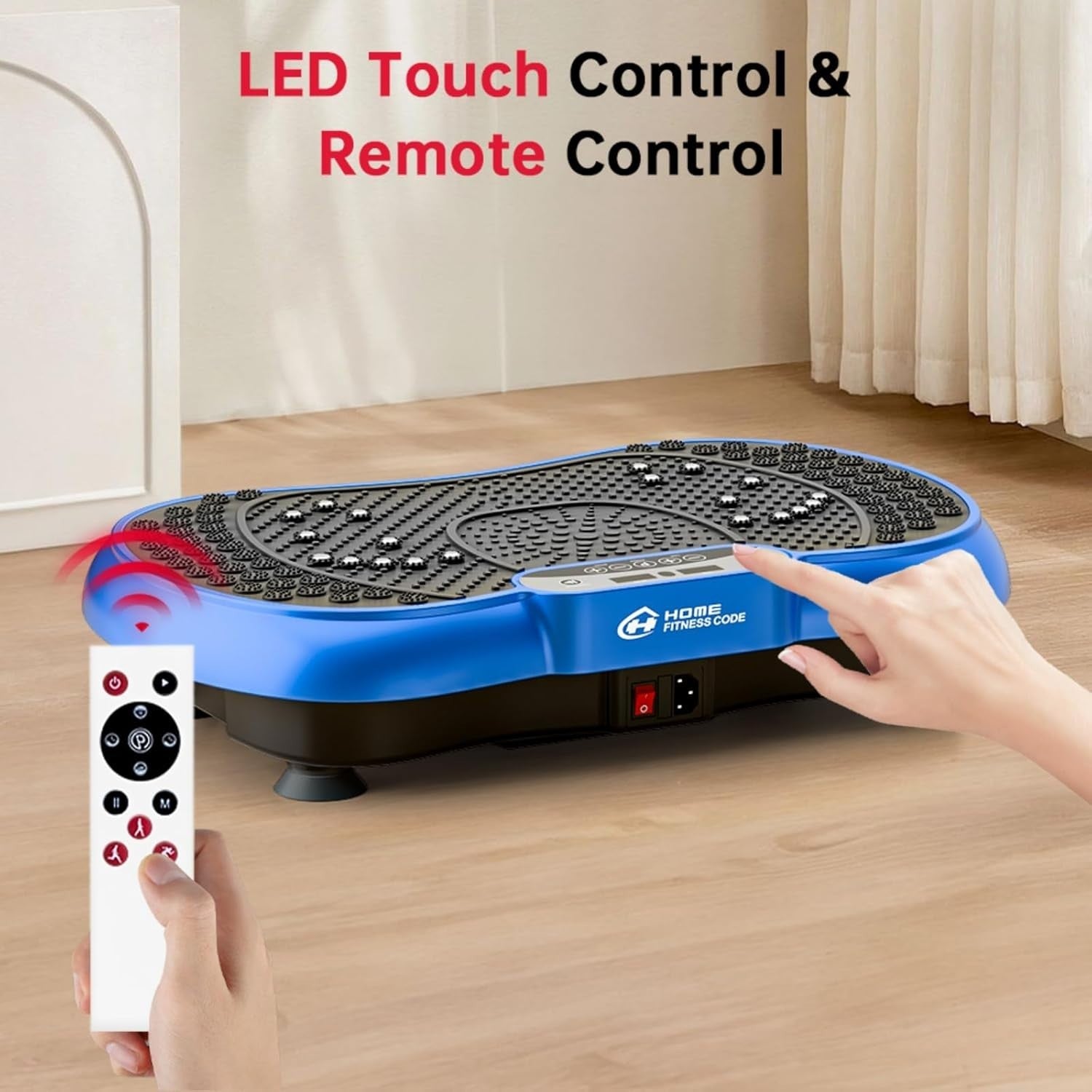 Blue Vibration Plate Exercise Machine 99 Speeds Bluetooth Full Body Toning