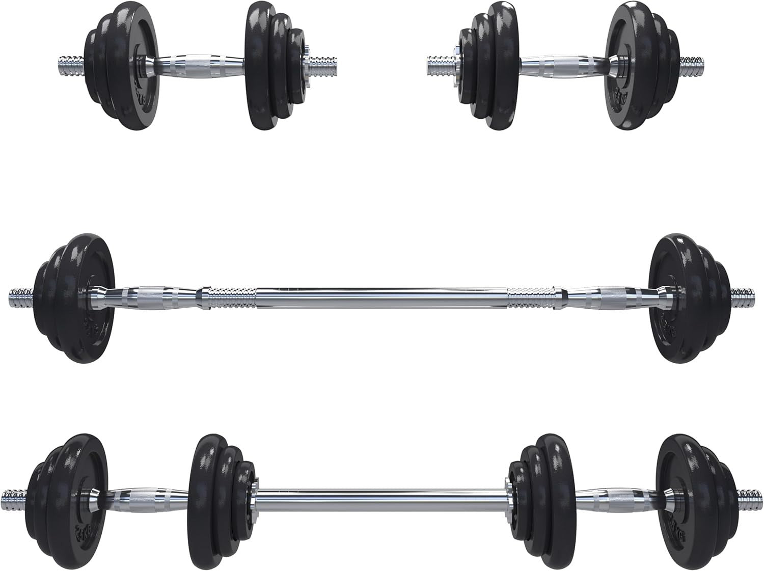 20kg Adjustable Dumbbell Barbell Set Cast Iron Weights Home Gym