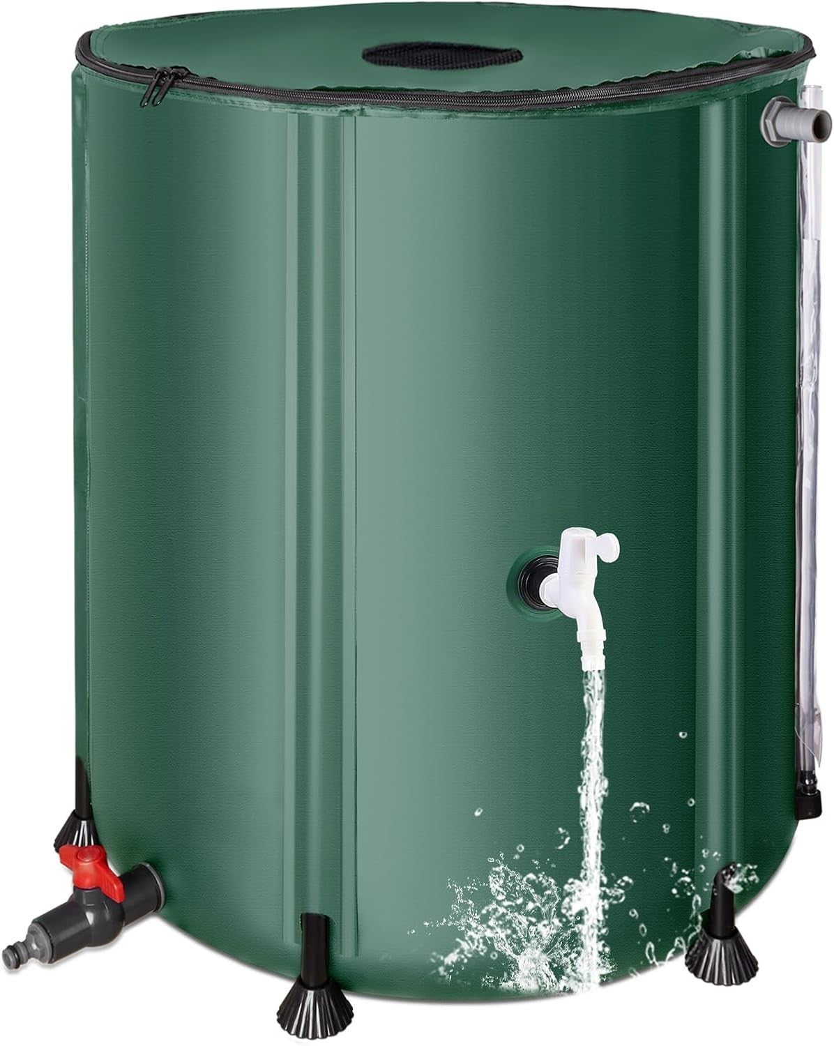 380L Collapsible PVC Garden Water Barrel with Spigots, Filter & Overflow