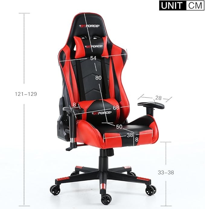 Ergonomic Gaming Chair Recliner w/ Footrest High Back PC Office Seat Red
