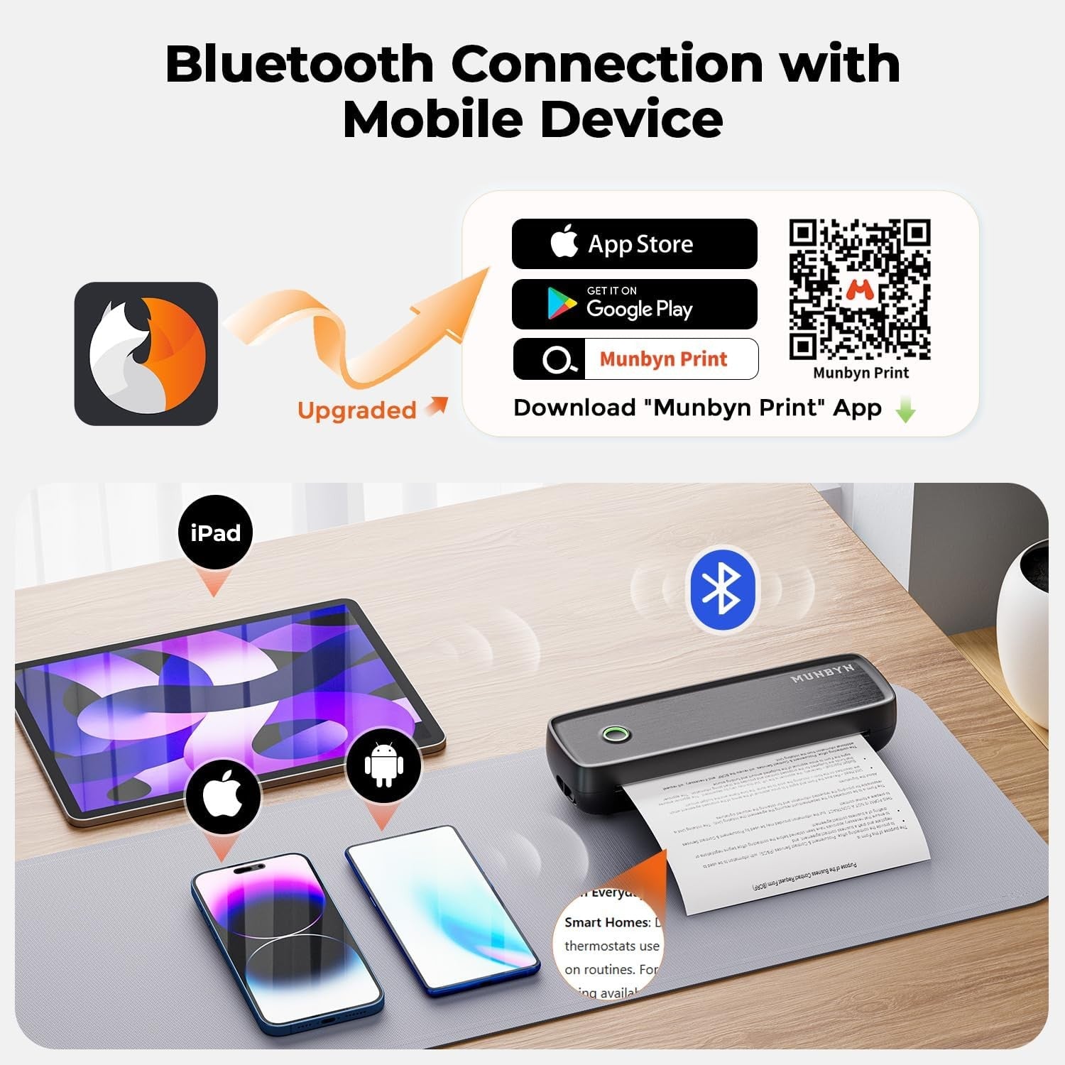 Portable A4 Thermal Bluetooth Printer Inkless USB-C for Mobile & Laptop – Black