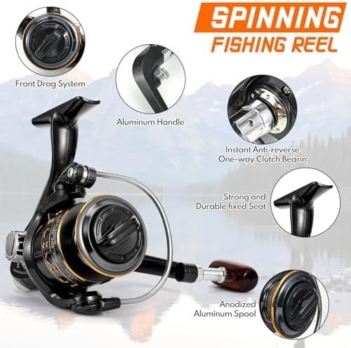 2.1m Telescopic Fishing Rod & Reel Kit with Lures, Line & Carry Bag