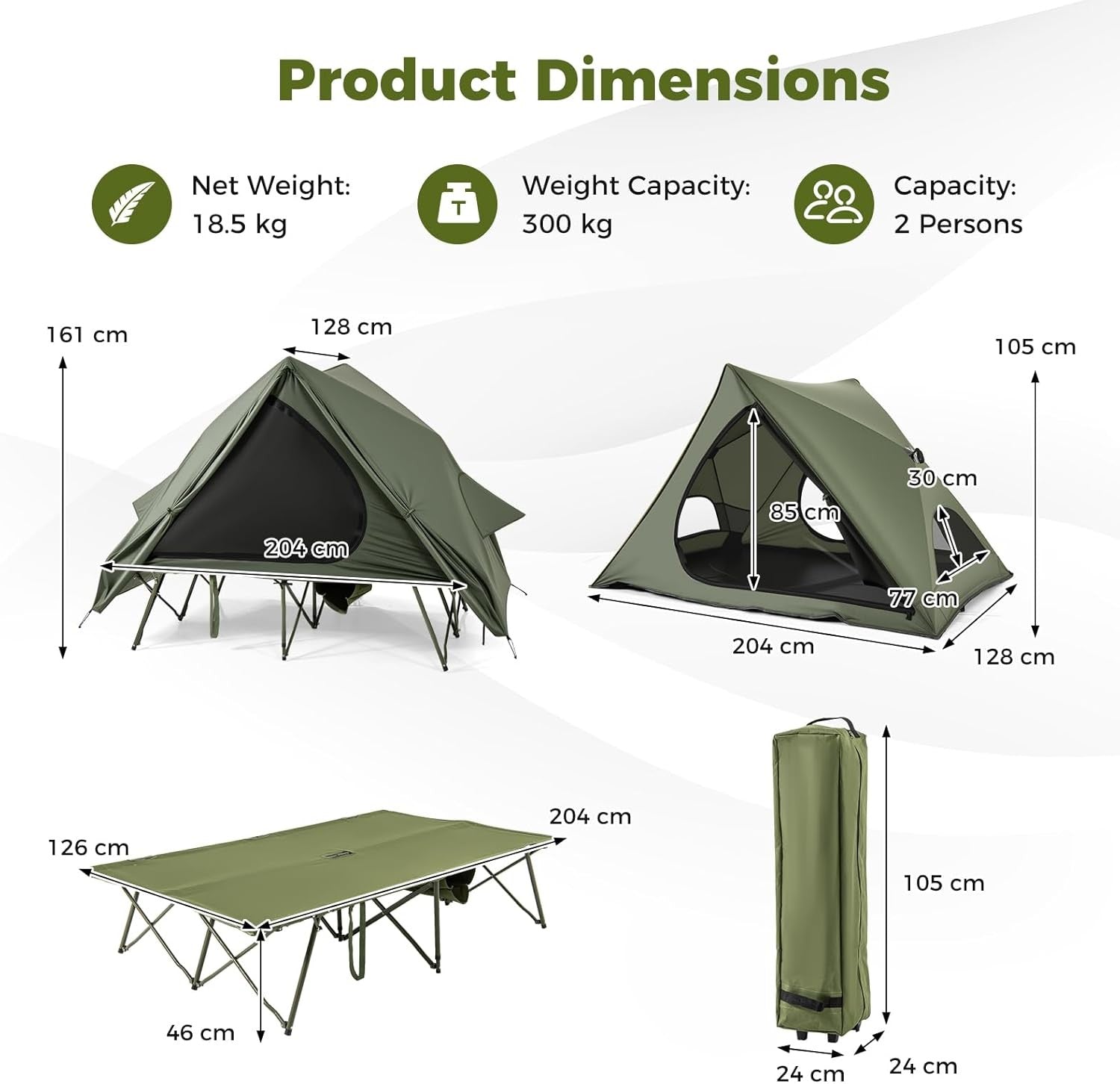 2 Person Elevated Camping Tent Waterproof Foldable Bed