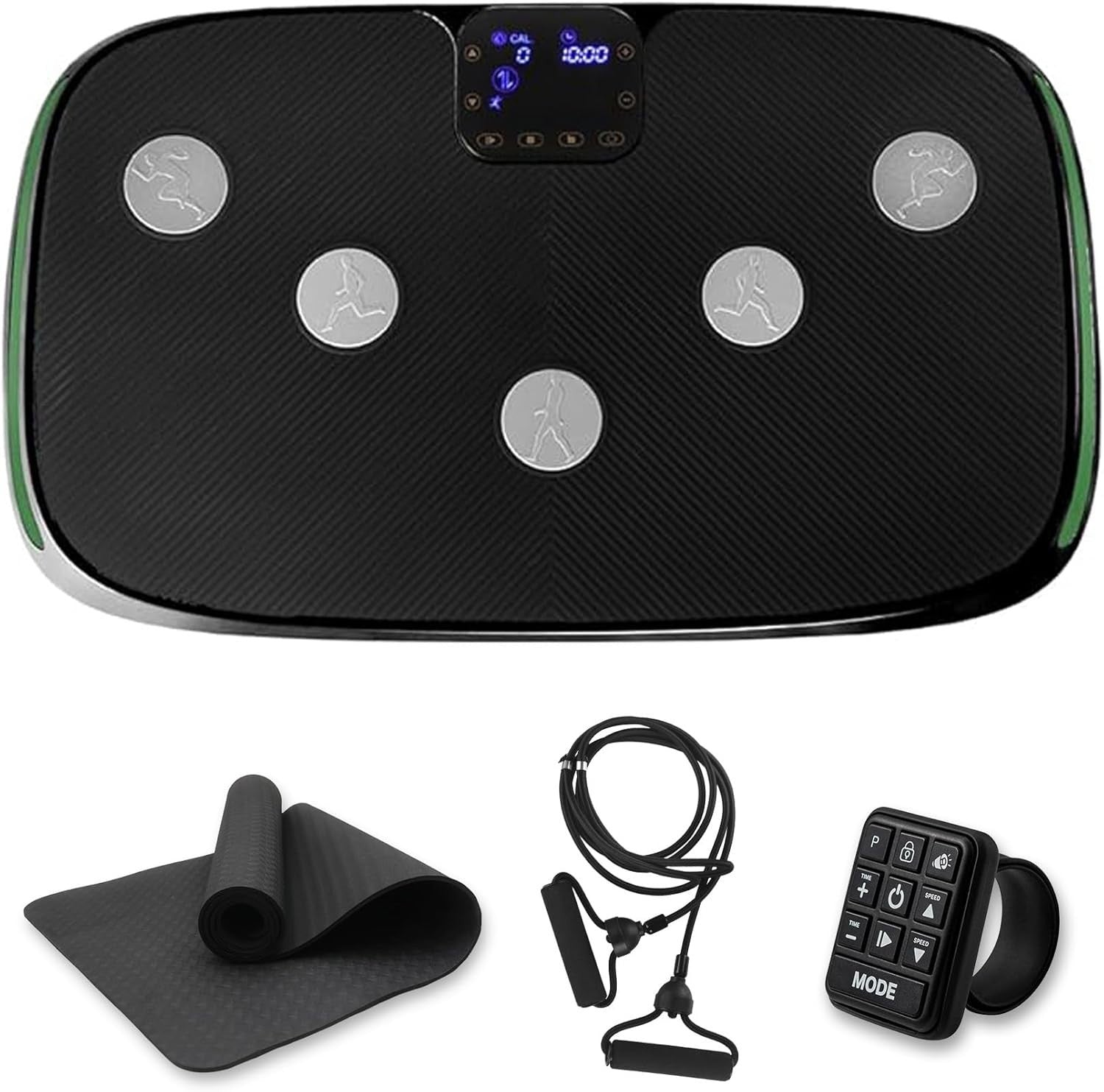Black 4D Vibration Plate Exercise Machine Triple Motor Full Body Workout