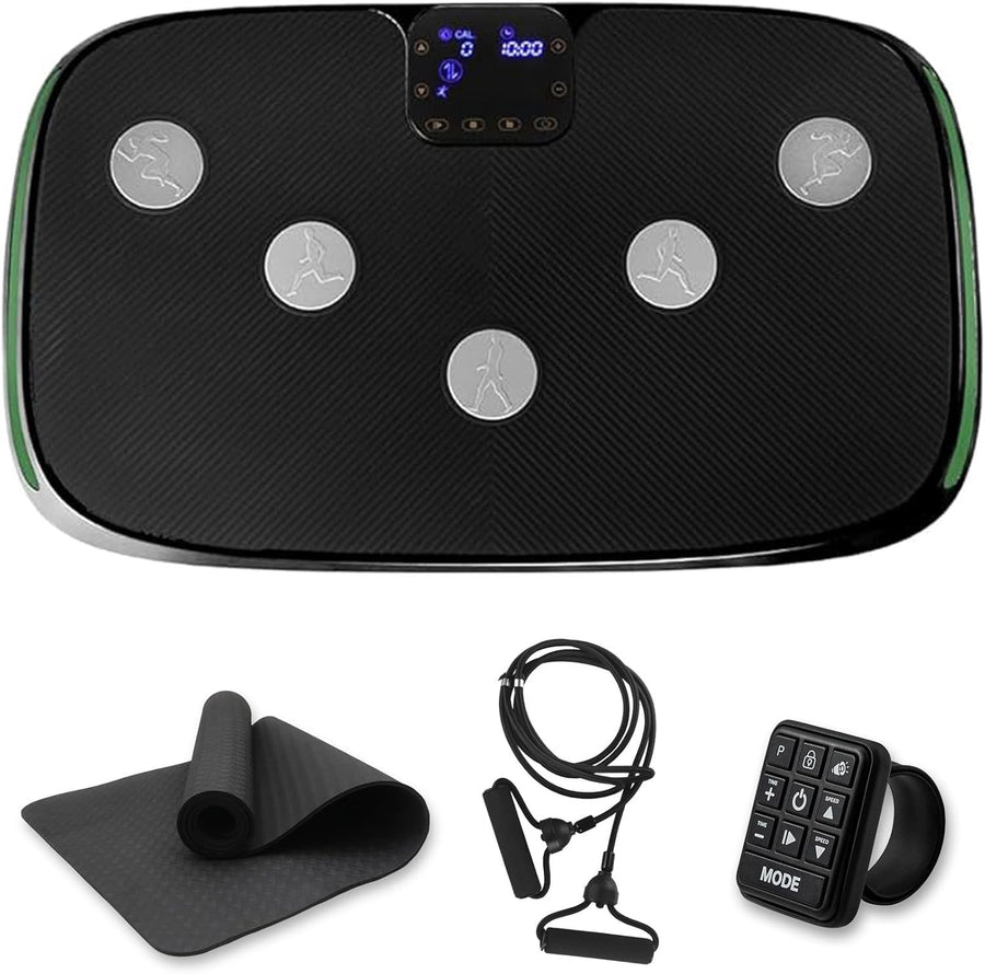 Black 4D Vibration Plate Exercise Machine Triple Motor Full Body Workout