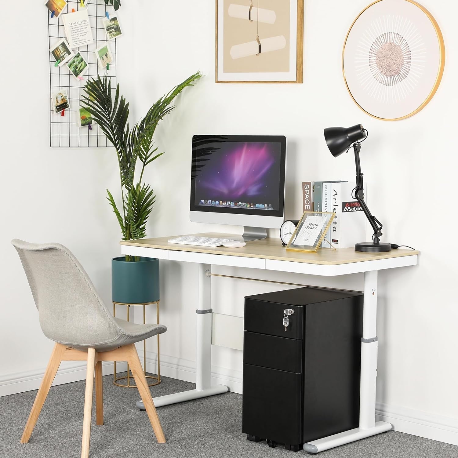 Lockable Metal Mobile Filing Cabinet 3 Drawer A4 Letter Under Desk