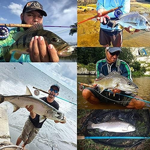 7ft Fiberglass Fly Fishing Rod 3wt 4-Piece Travel Orange Blue Purple