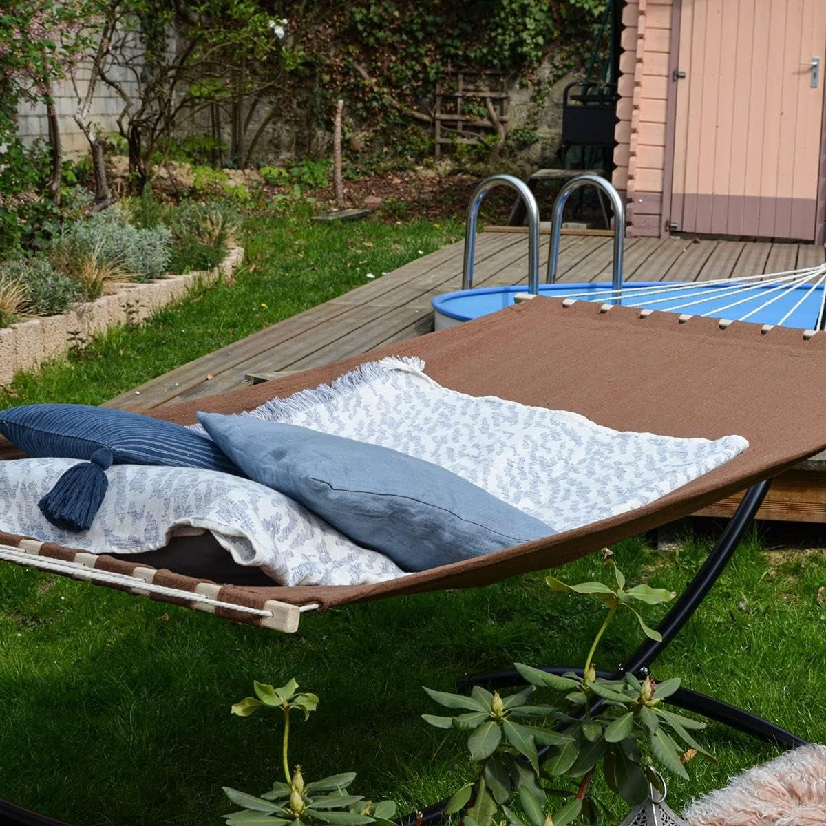 XXL Double Hammock with Wooden Spreader Bars | 200×120cm Indoor Outdoor Bed