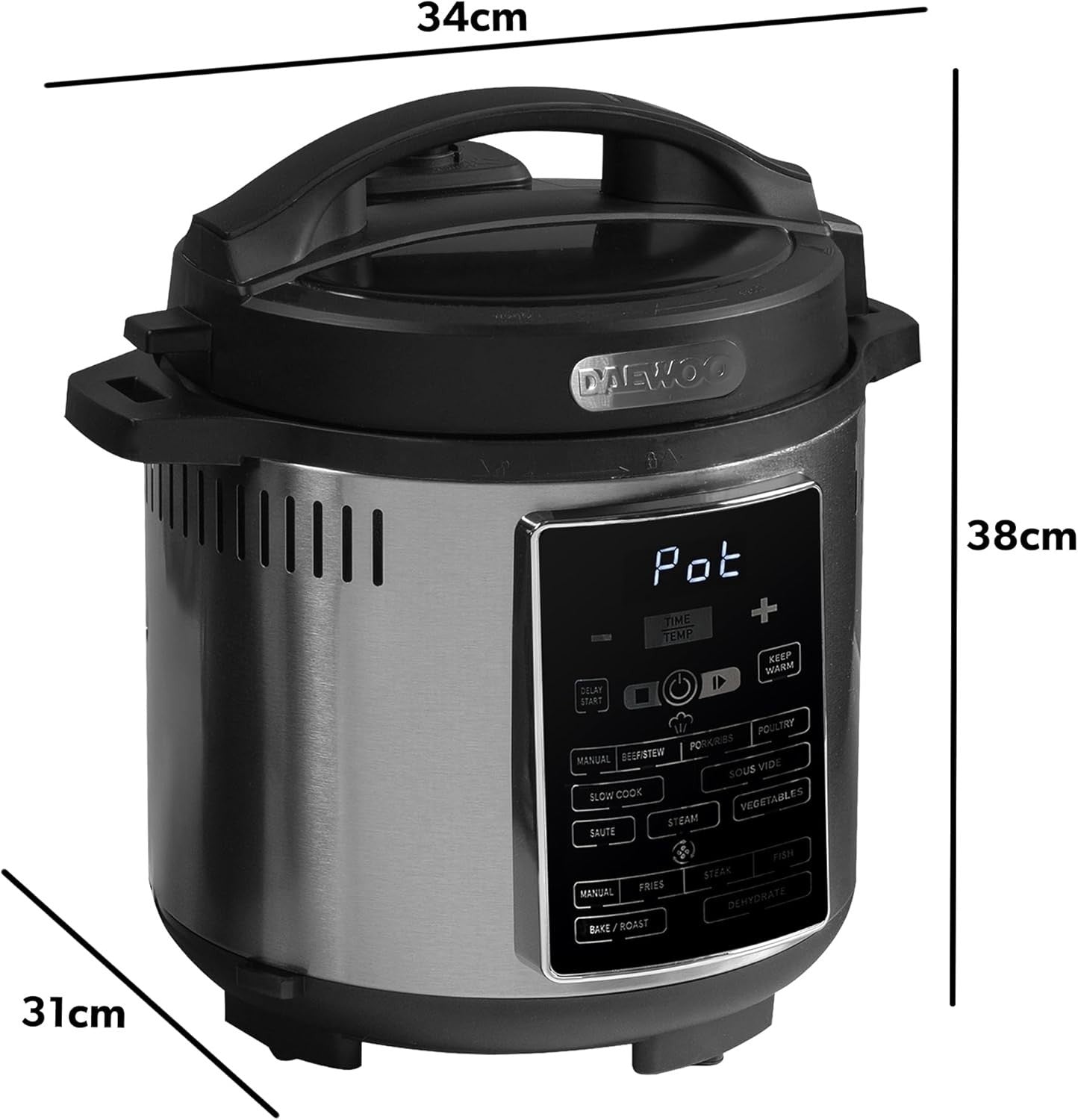 6L 2-in-1 Air Fryer Pressure Cooker 15 Presets Healthy Fast Cooker Steam Roast