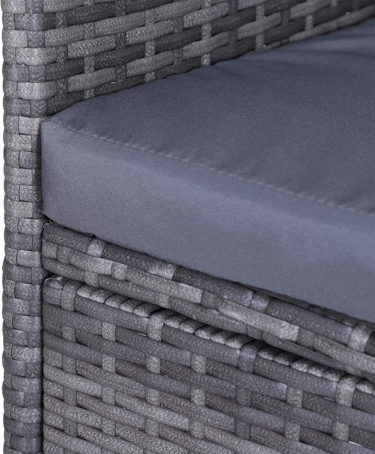 2-Seater Outdoor Rattan Garden Sofa with Cushions & Table, Grey Patio