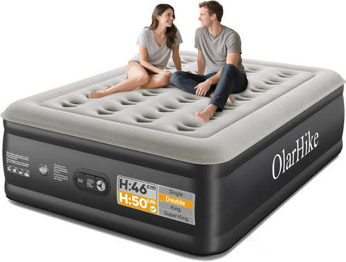 Double Air Bed Inflatable Mattress Built In Pump 50cm High Guest Bed