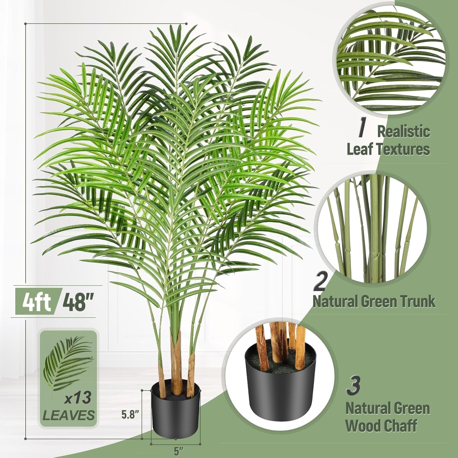 120cm Artificial Palm Tree Faux Tropical Indoor Outdoor Decor Home Garden Plant