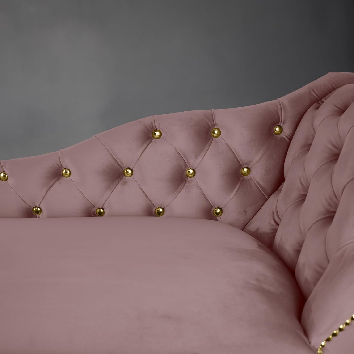 Velvet Chaise Lounge Sofa Tufted Right Hand Chair Heather Bedroom Living