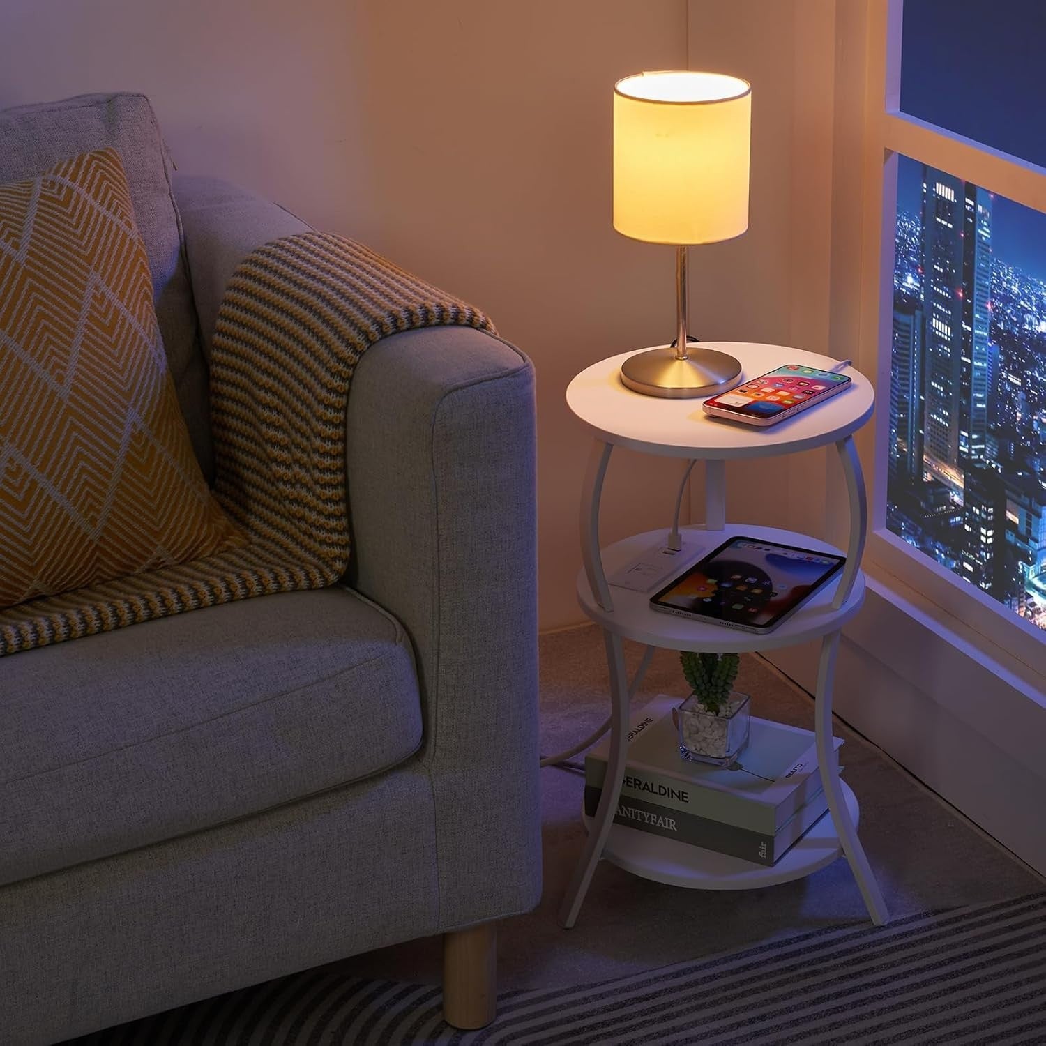 3-Tier Round Side Table with Storage Shelves – Sturdy, Stylish & Space-Saving