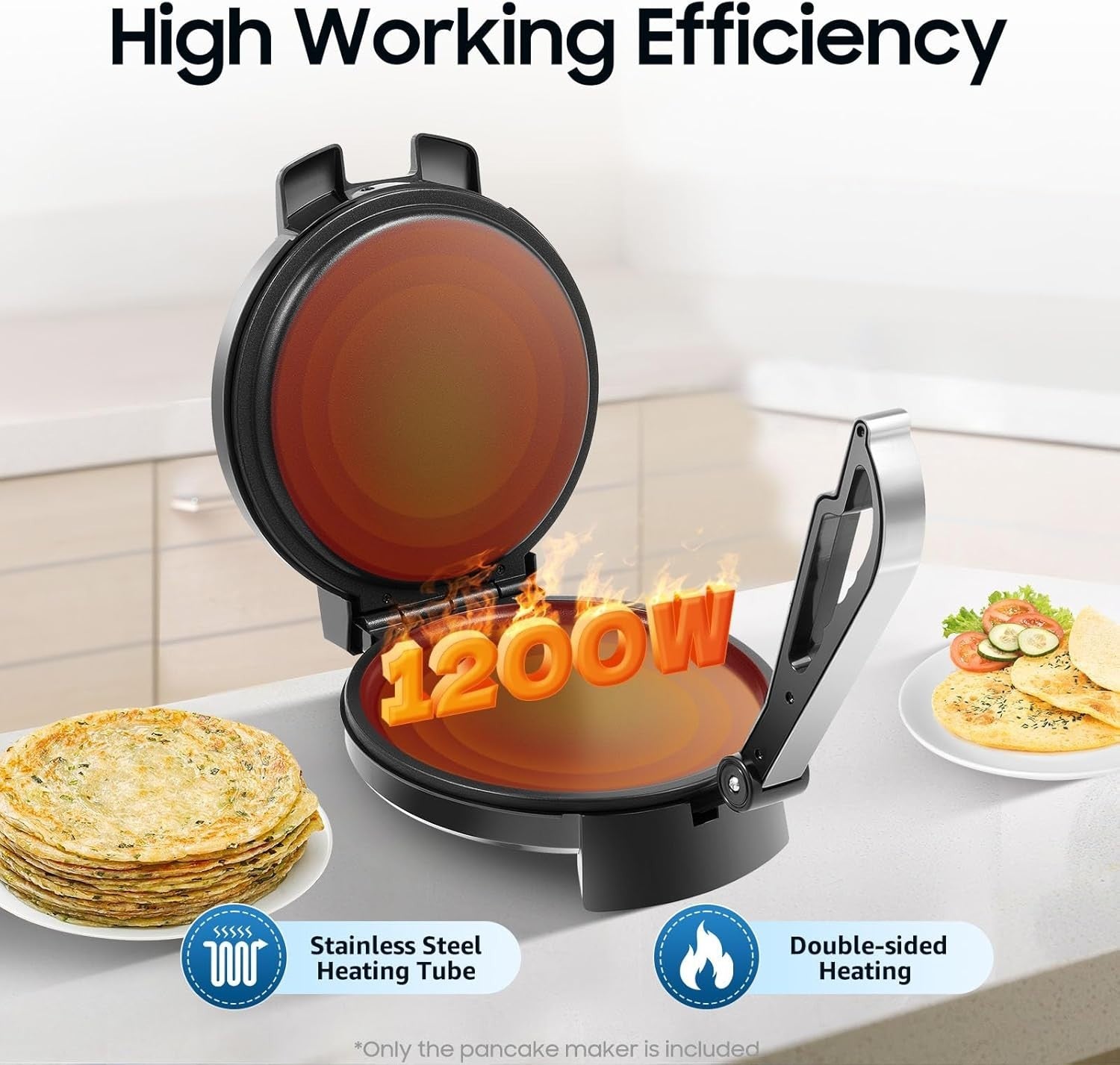 1200W Roti Chapati Maker 26cm Non-Stick Double-Sided Heating Machine