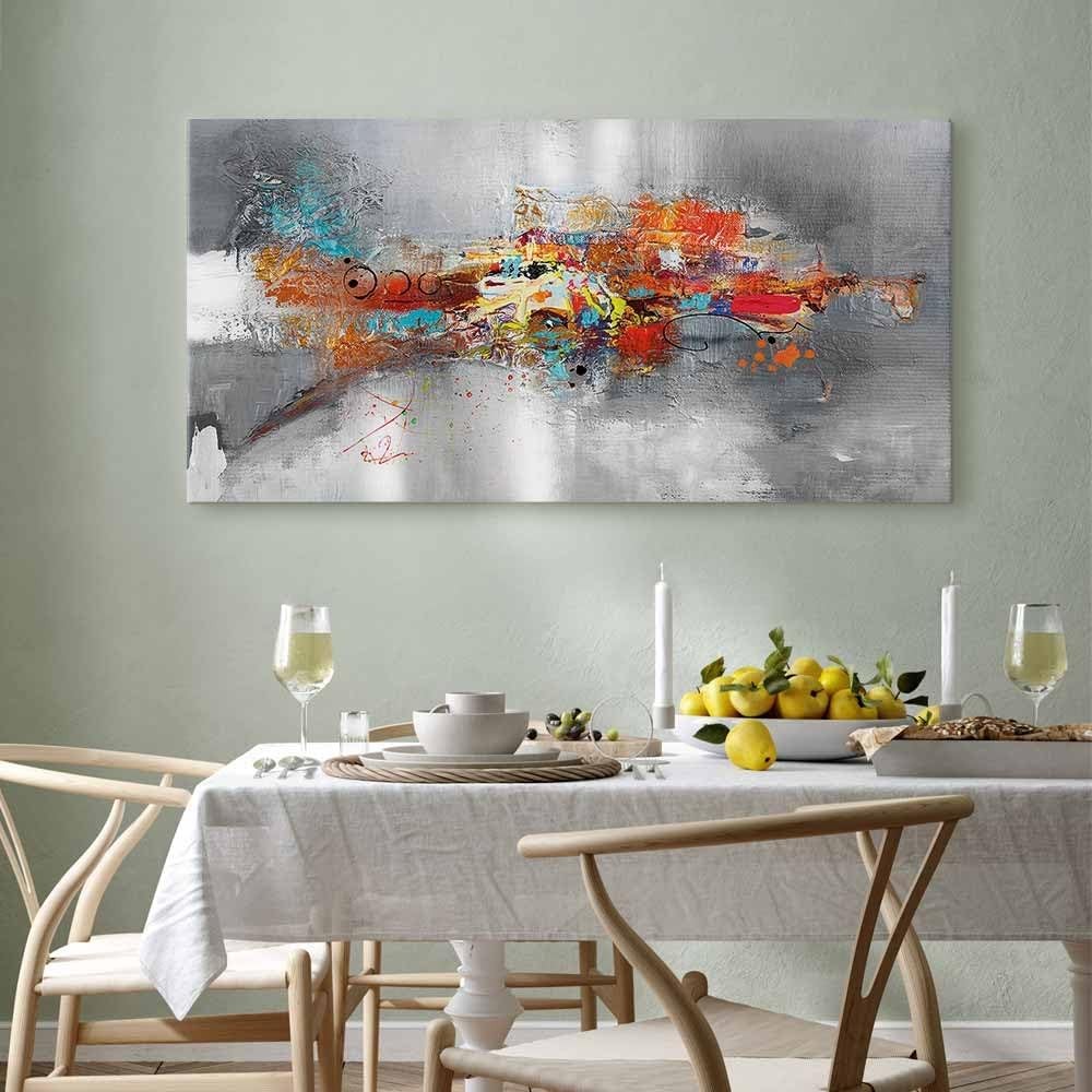 Large Colorful Abstract Canvas Wall Art 55"x28" Modern Decor