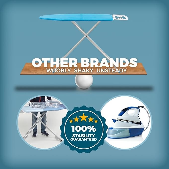 Extra Wide Ironing Board 130x48cm Heavy Duty Adjustable Professional