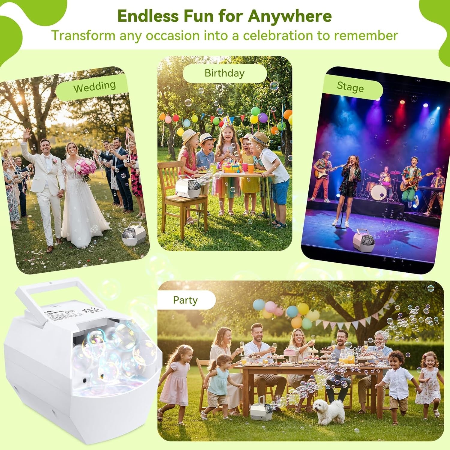 Bubble Machine 500ml Portable USB Battery Party Toy