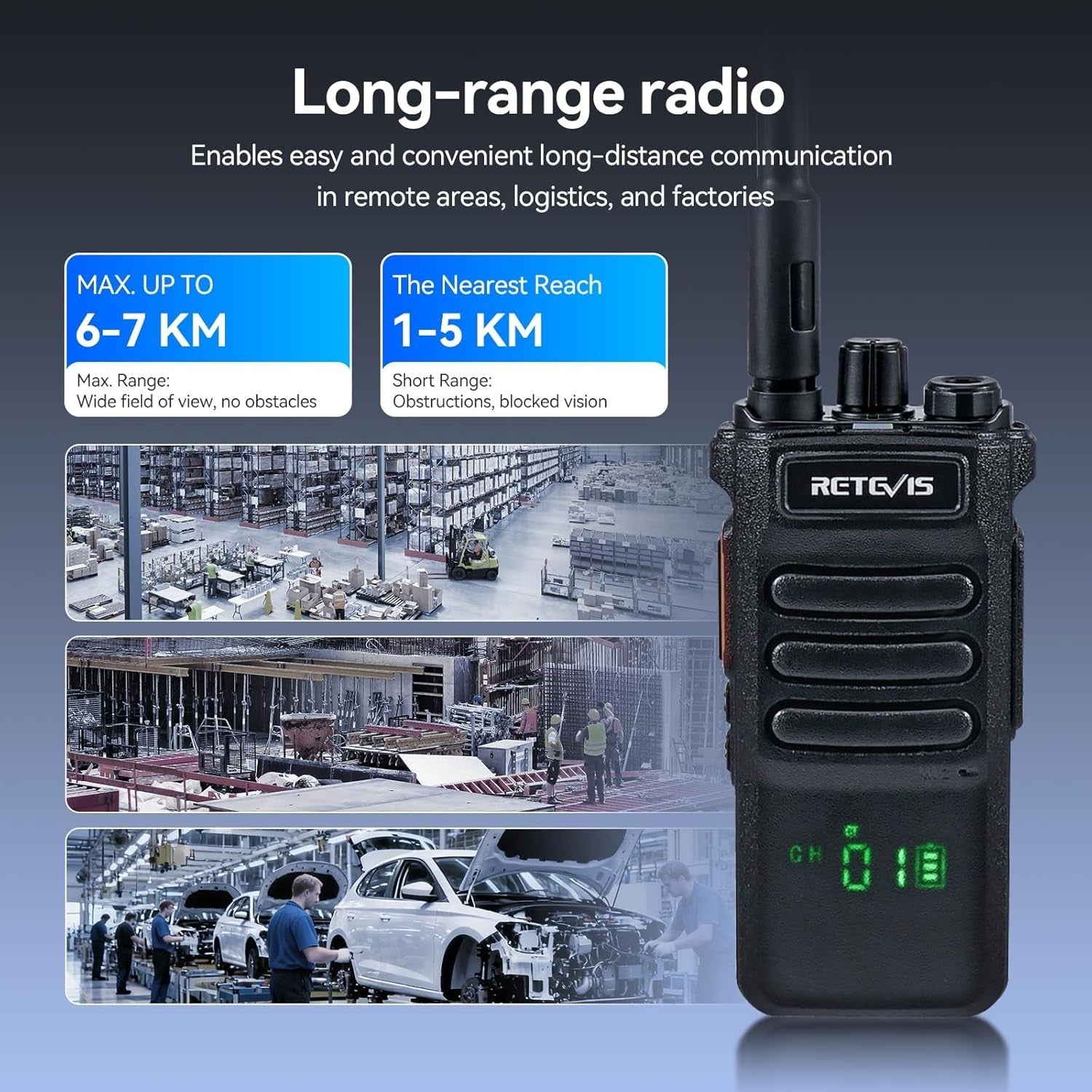 Long Range Professional Walkie Talkies 2 Pack 2600mAh Speaker Mic
