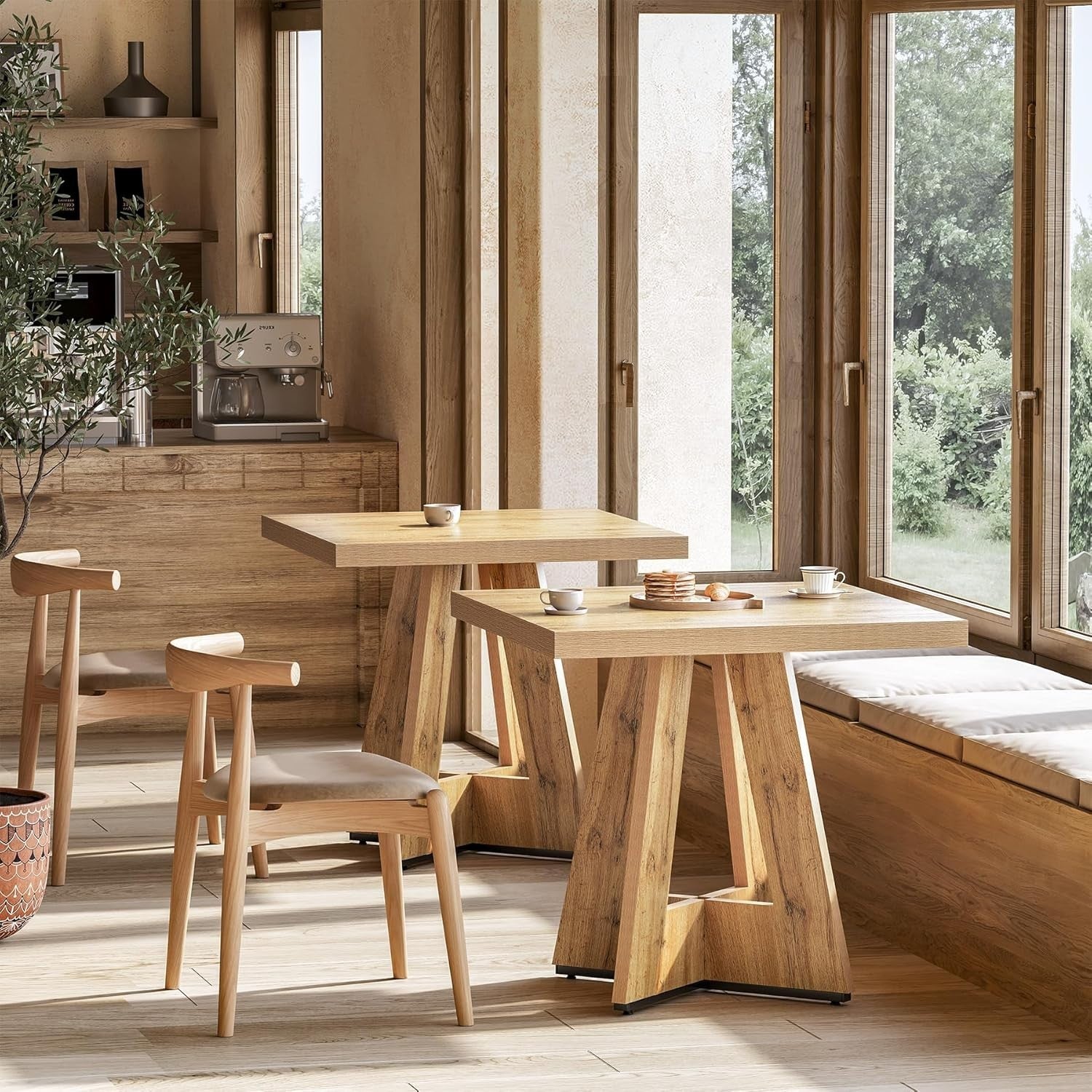 Rustic Farmhouse Square Dining Table 2-4 Seater Pedestal Wood Kitchen