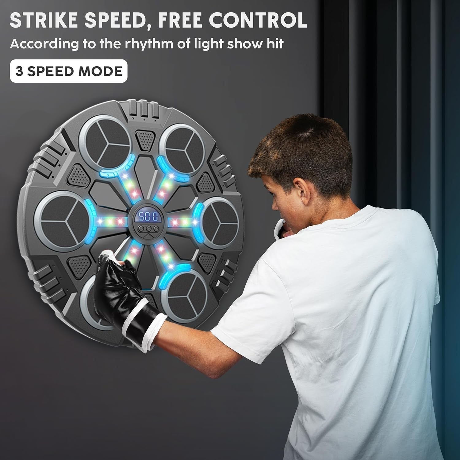 Music Boxing Machine Bluetooth LED Mount Punch Trainer Home Fitness