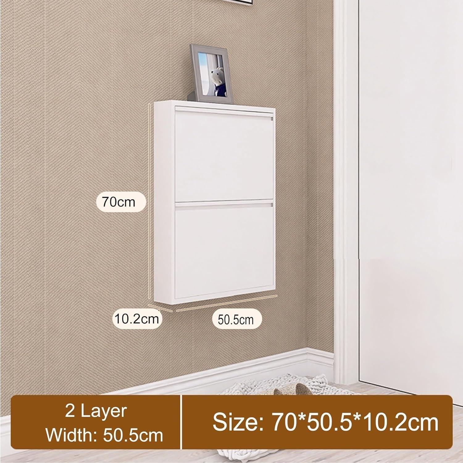 Slim Flip-Down Shoe Storage Cabinet with Doors – Quiet, Durable, Space-Saving