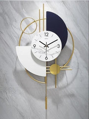 Gold Wall Clock Silent Sweep Large Modern 77cm Pendulum White Black Decor