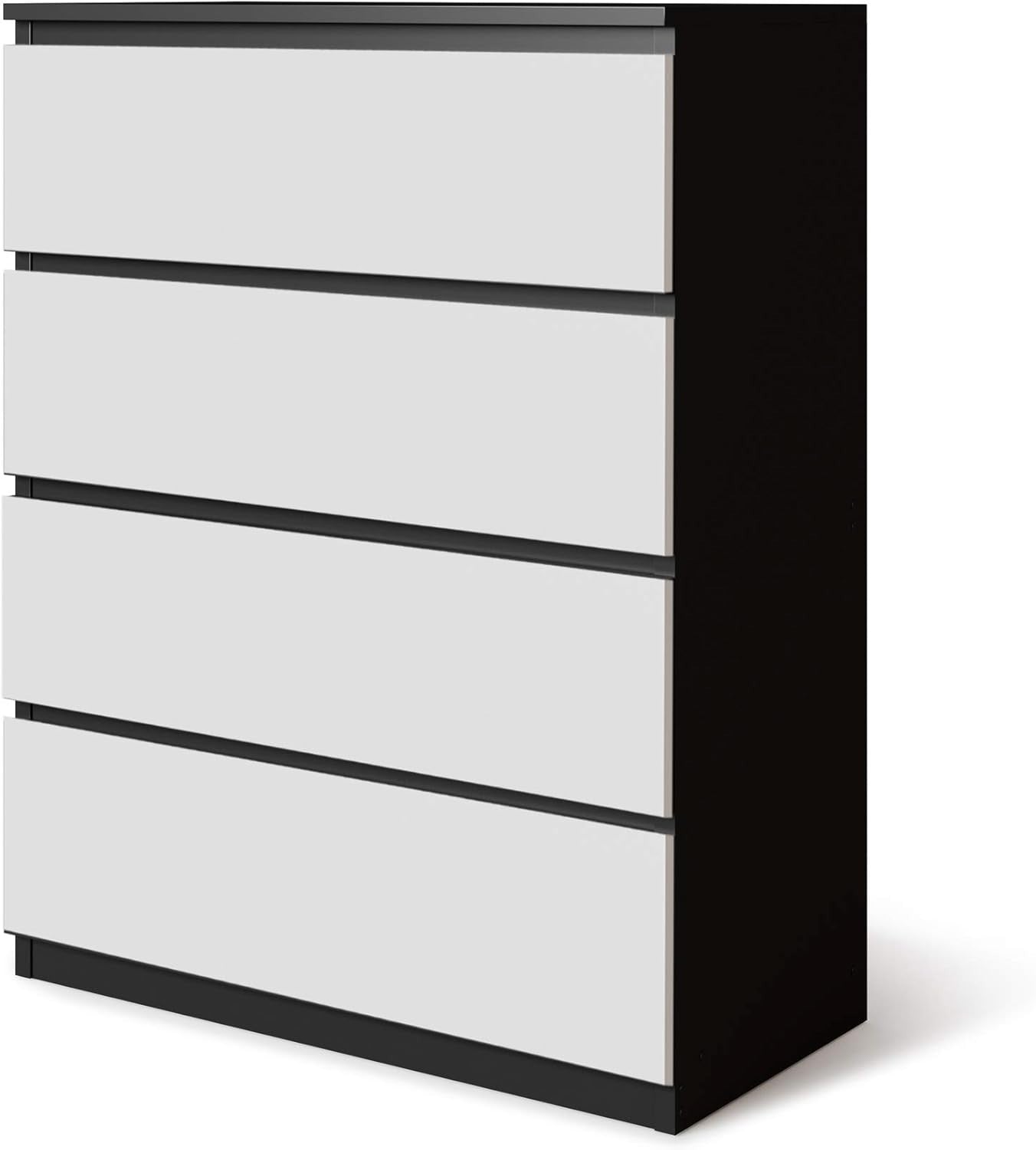 Modern 4-Drawer Wooden Chest Cabinet No Handles | Oak & White Storage Unit