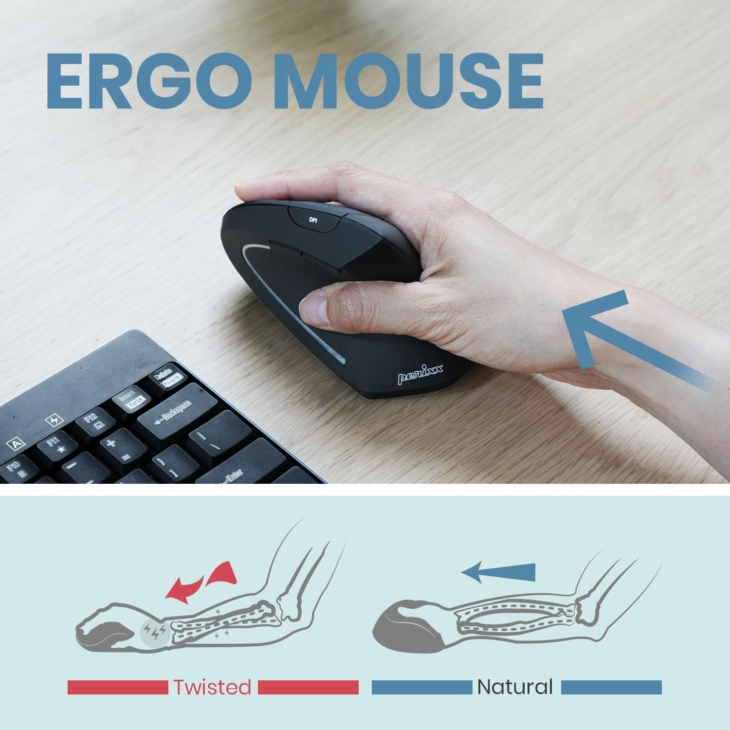 Vertical Ergonomic Wireless Mouse Rechargeable 6 Button USB