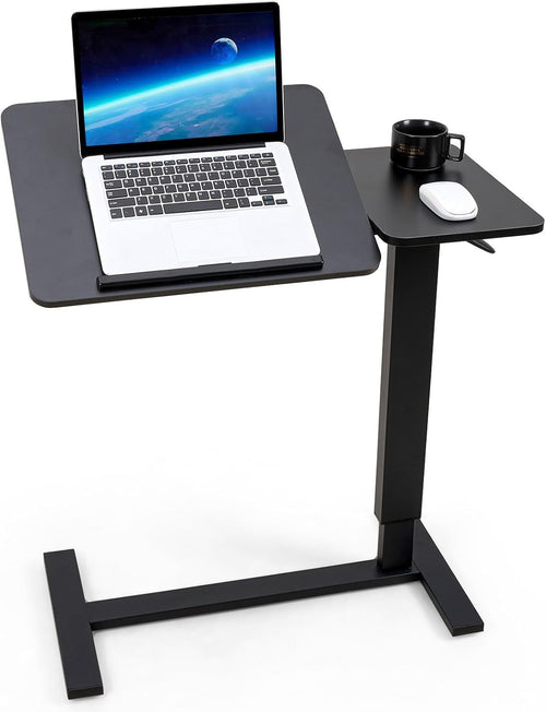 Overbed Laptop Table Height Adjustable Rolling Desk 45° Tilt Top 80x40cm