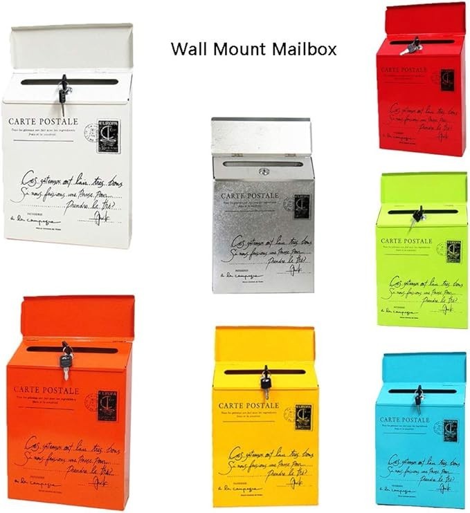 Lockable Retro Wall Mounted Post Box – Weatherproof Metal Mailbox for Home