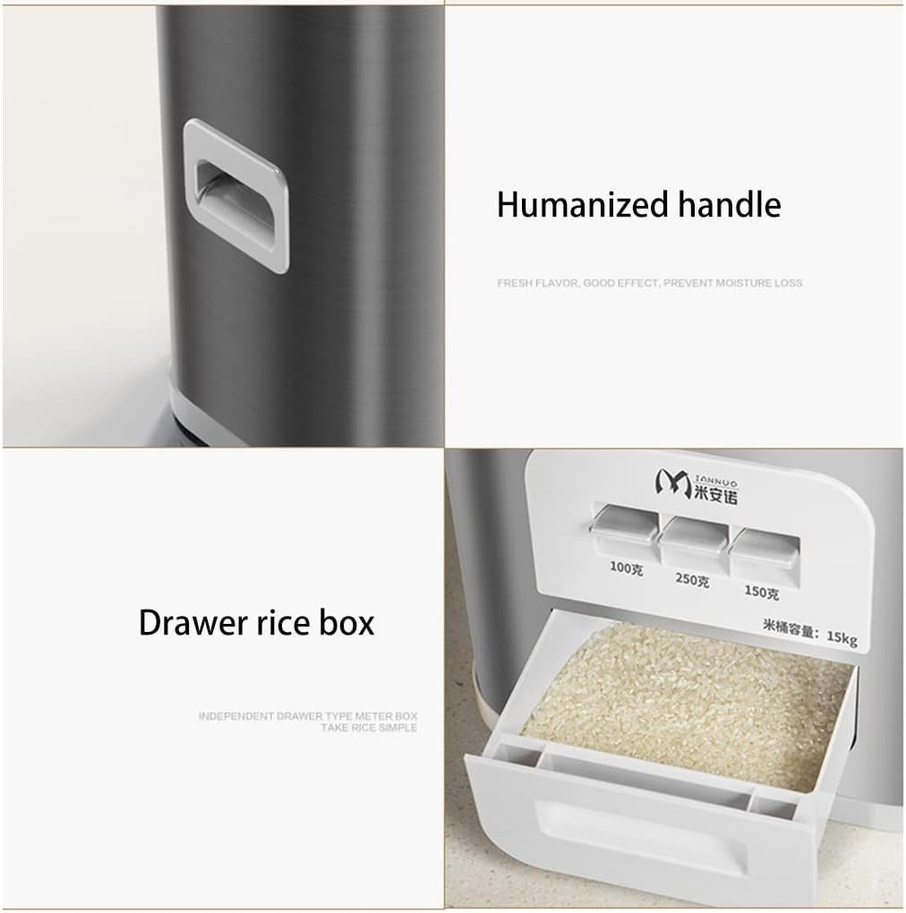 20KG Stainless Steel Auto Rice Dispenser 3-Button Grain Bin