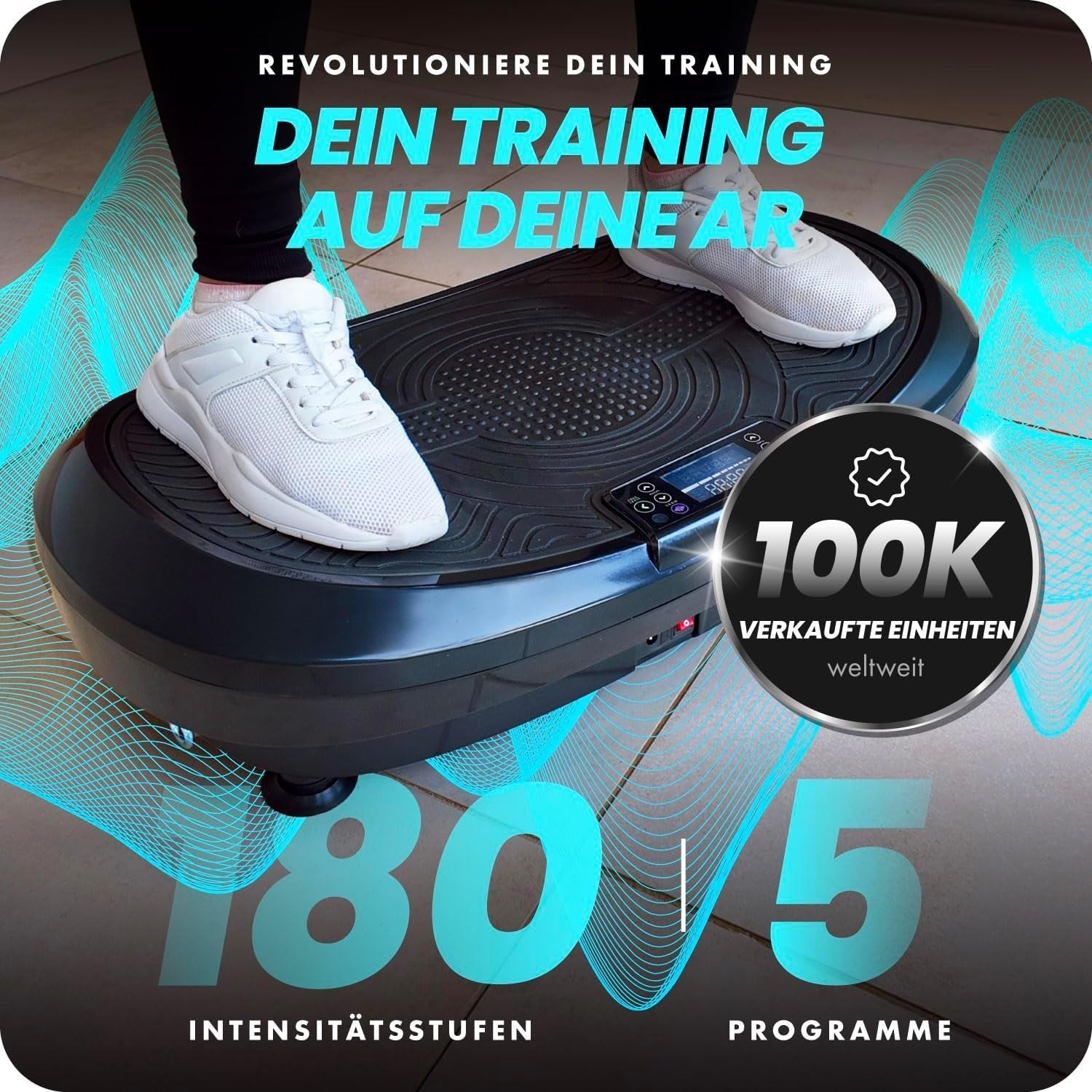 Black 3D Vibration Plate Exercise Machine Dual Motor 180 Levels