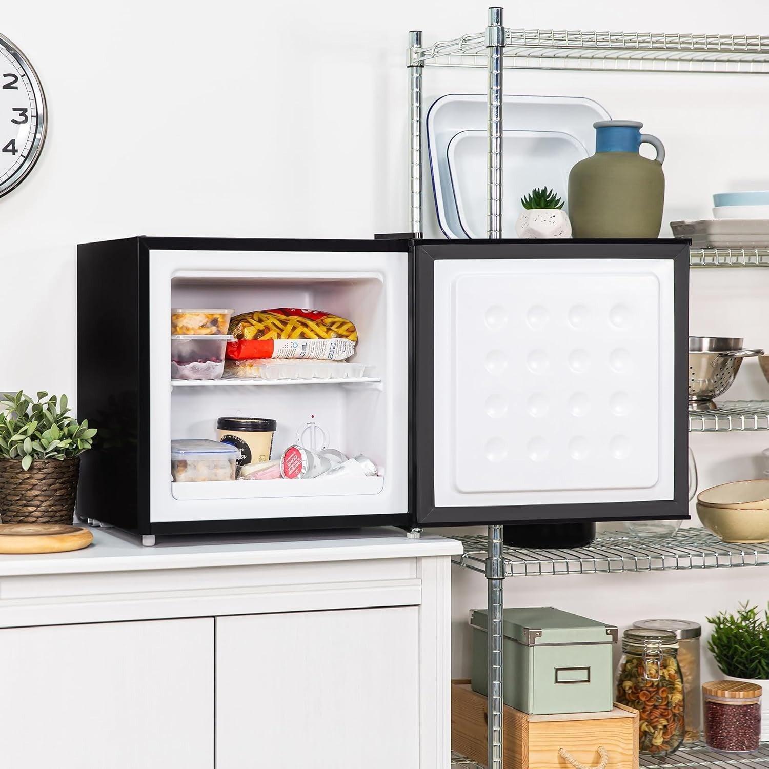Mini Freezer 31L Tabletop Compact Black Reversible Door Adjustable Feet