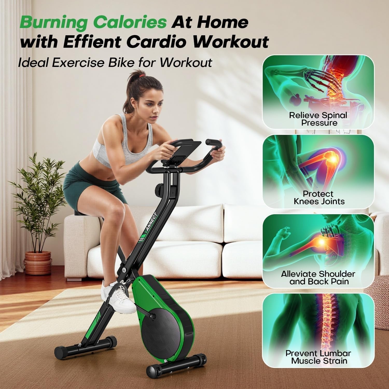 Foldable Exercise Bike 16-Level Magnetic Resistance Quiet Adjustable Seat