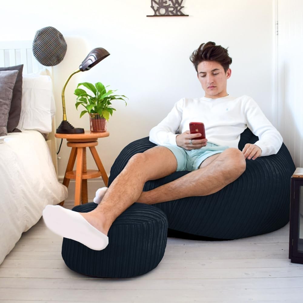 Large Corduroy Bean Bag Chair Adult Lounge Seat Washable UK Made